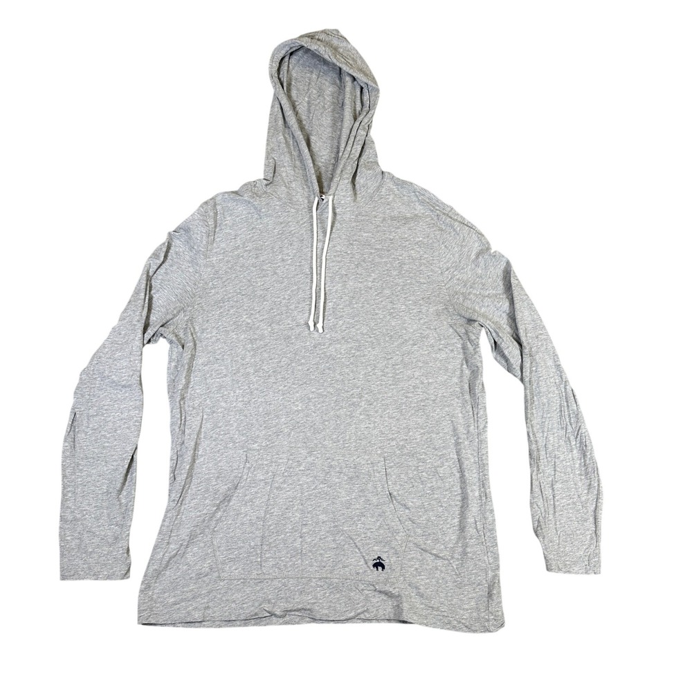 Brooks Brothers 1818 Mens Large Gray 100% Cotton Hoodie Long Sleeve Pullover